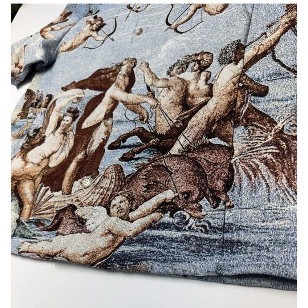 Rebel Vengeance Tapestry Shirt & Shorts Set Mens L Renaissance Angel Cherub Art - Picture 6 of 8